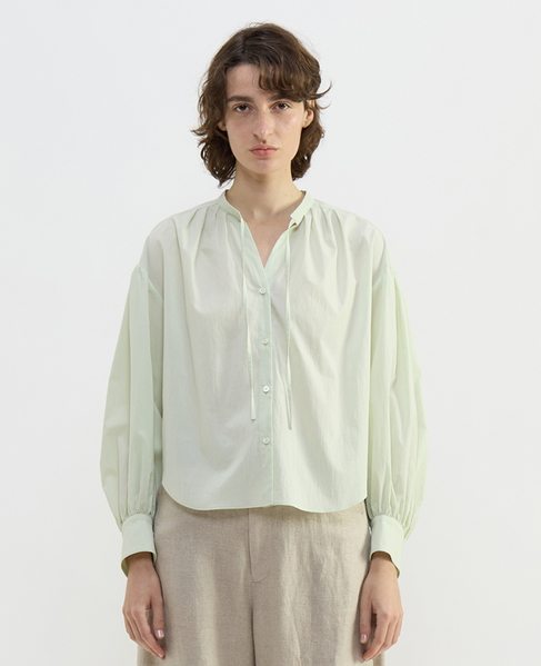 チリメンタイプライタースキッパーギャザーブラウス 詳細画像 ミント 2