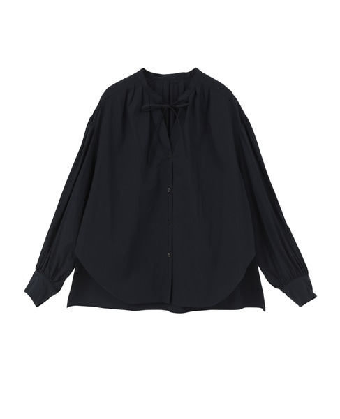 チリメンタイプライタースキッパーギャザーブラウス 詳細画像 ネイビー 1