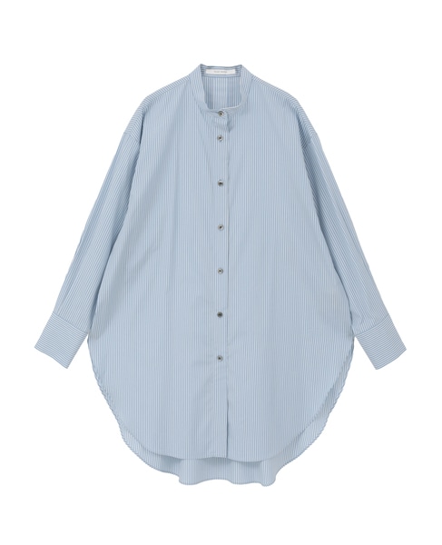 ハイカウントストライプバンドカラーシャツ 詳細画像 ブルーストライプ 1