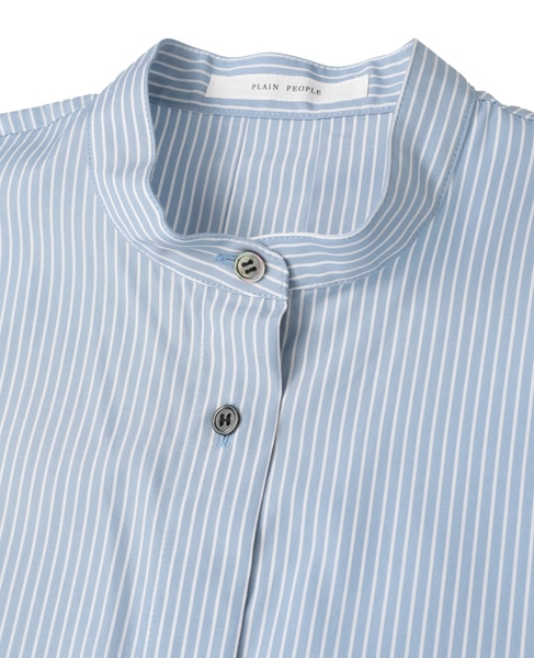 ハイカウントストライプバンドカラーシャツ 詳細画像 ブルーストライプ 3