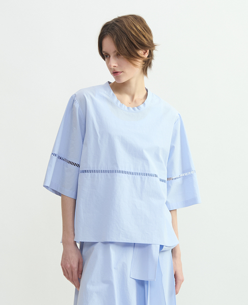 オーガニックタイプライタークルーネックプルオーバー 詳細画像 サックス 1