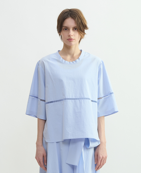 オーガニックタイプライタークルーネックプルオーバー 詳細画像 サックス 4