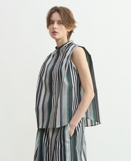 ストライプノースリーブブラウス