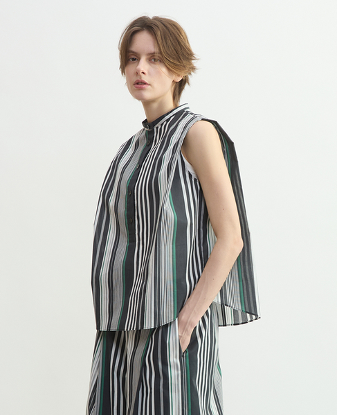 ストライプノースリーブブラウス 詳細画像 ストライプ 1