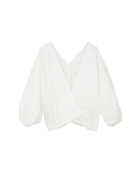 塩縮プリントカシュクールブラウス 詳細画像 ホワイト 1