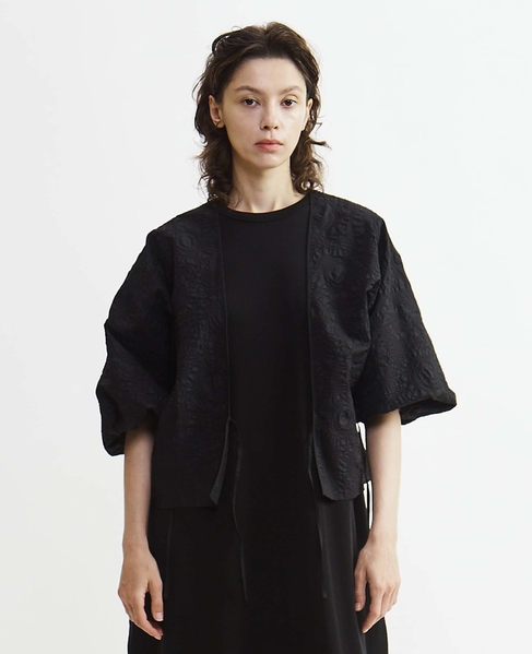 塩縮プリントカシュクールブラウス 詳細画像 ブラック 10