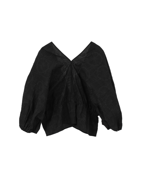 塩縮プリントカシュクールブラウス 詳細画像 ブラック 2