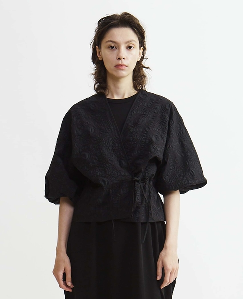 塩縮プリントカシュクールブラウス 詳細画像 ブラック 9