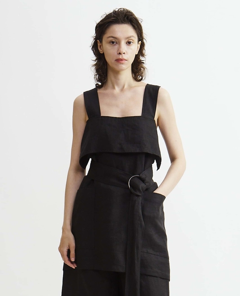 高密度ツイルジャパンリネンエプロンプルオーバー 詳細画像 ブラック 2