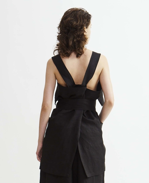 高密度ツイルジャパンリネンエプロンプルオーバー 詳細画像 ブラック 3