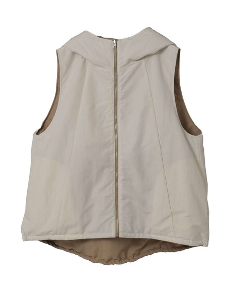 スーピマナイロンタイプライターパディングショートベスト 詳細画像 ベージュ 2