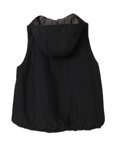 スーピマナイロンタイプライターパディングショートベスト 詳細画像 ブラック 2