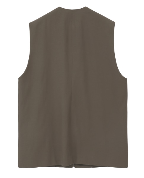 コットンキュプララチネノーカラーベスト 詳細画像 カーキグレー 2
