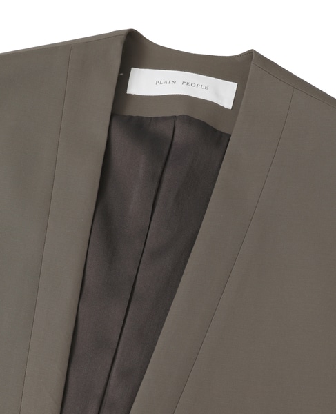 コットンキュプララチネノーカラーベスト 詳細画像 カーキグレー 3