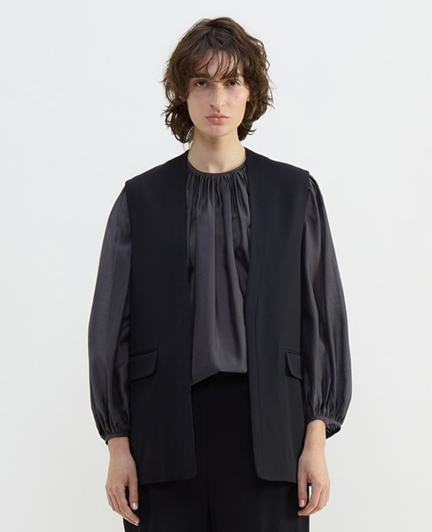 コットンキュプララチネノーカラーベスト 詳細画像 ネイビー 2