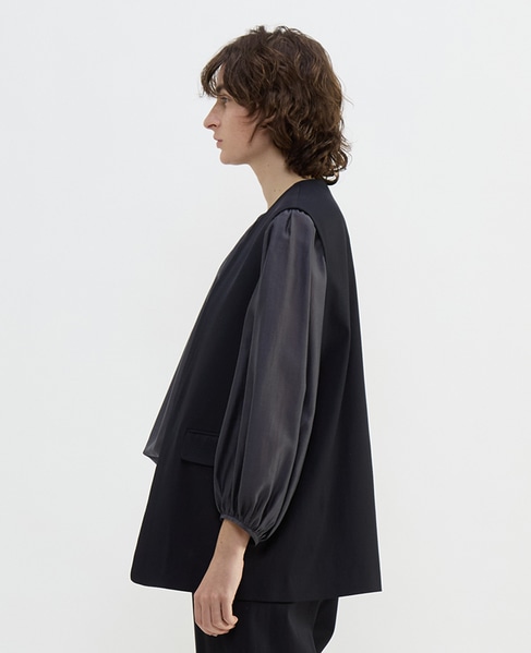 コットンキュプララチネノーカラーベスト 詳細画像 ネイビー 3