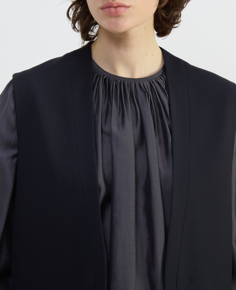 コットンキュプララチネノーカラーベスト 詳細画像 ネイビー 5