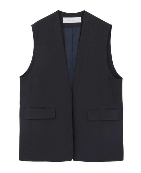 コットンキュプララチネノーカラーベスト 詳細画像 ネイビー 7