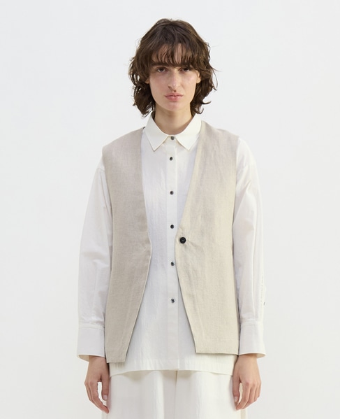 リネンオックスデザインベスト 詳細画像 ベージュ 2