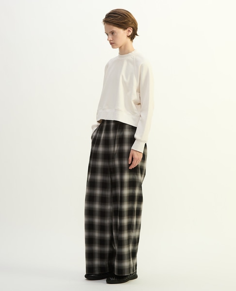 オンブレチェックワイドストレートパンツ 詳細画像 ブラック×ライトグレー 1