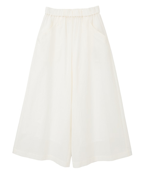 オーガニックコットンクレポンウエストゴムワイドパンツ 詳細画像 ホワイト 1
