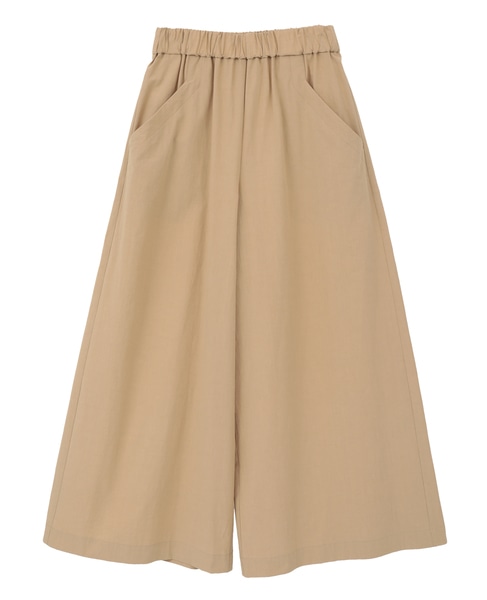 オーガニックコットンクレポンウエストゴムワイドパンツ 詳細画像 ベージュ 1