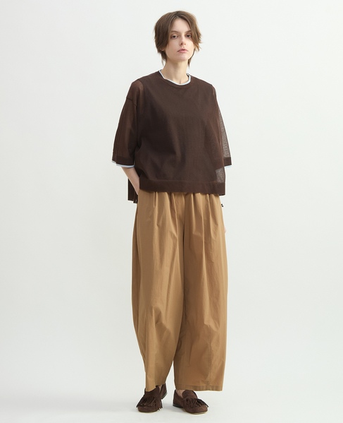 コットンナイロンワッシャータックイージーパンツ 詳細画像 キャメル 11