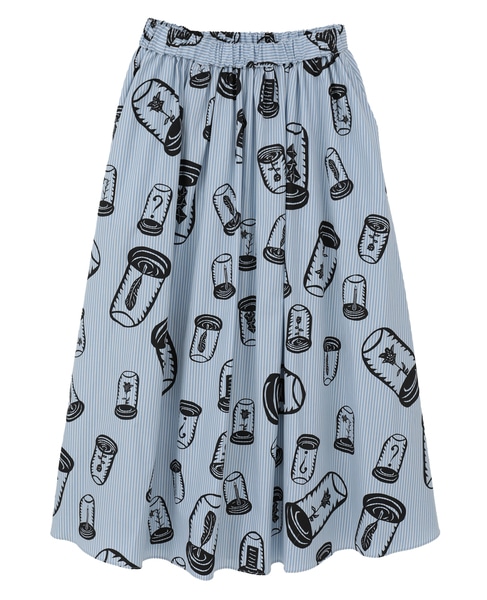 ハイカウントストライプギャザーフレアスカート 詳細画像 ブルーストライプ 1