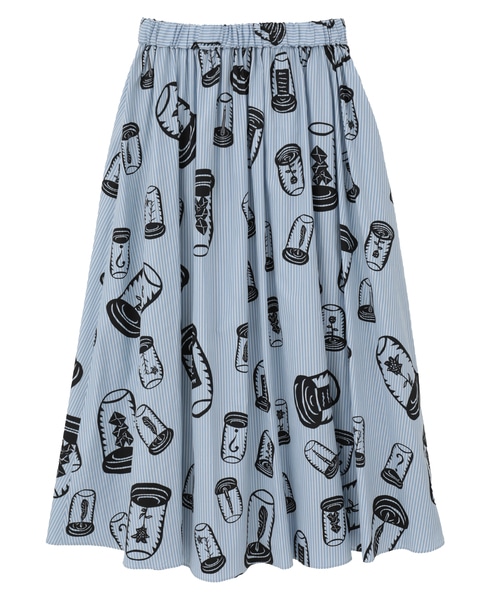 ハイカウントストライプギャザーフレアスカート 詳細画像 ブルーストライプ 2