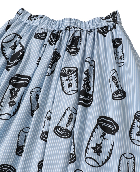 ハイカウントストライプギャザーフレアスカート 詳細画像 ブルーストライプ 3