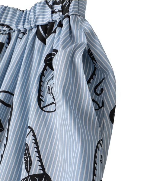 ハイカウントストライプギャザーフレアスカート 詳細画像 ブルーストライプ 4