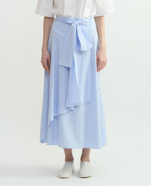 オーガニックタイプライターラップ風スカート 詳細画像 サックス 2