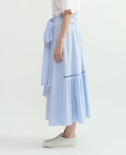 オーガニックタイプライターラップ風スカート 詳細画像 サックス 3