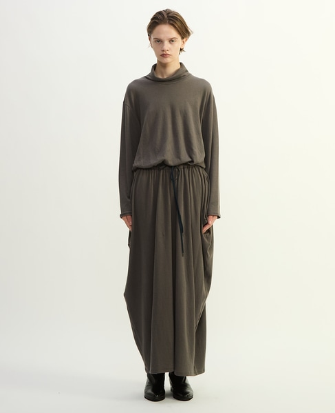 スーピマカシミヤダブルガーゼロングドレス 詳細画像 グレー 7
