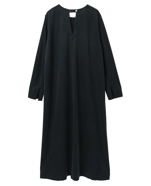キュプラジャージストレートロングワンピース 詳細画像 ブラック 2