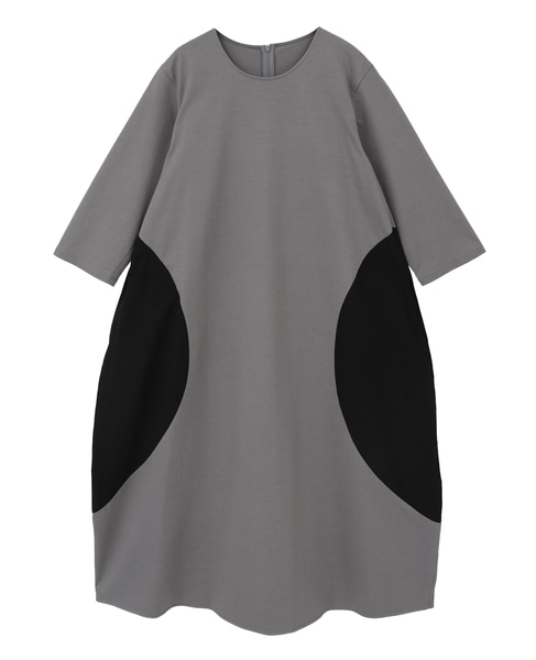 オーガニックヘビージャージードッキングコクーンドレス 詳細画像 グレー&times;ブラック 1