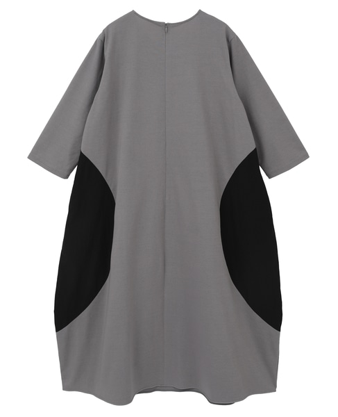 オーガニックヘビージャージードッキングコクーンドレス 詳細画像 グレー&times;ブラック 2