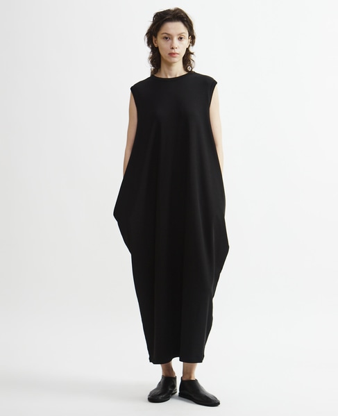 強撚スムースアシンメトリーワンピース 詳細画像 ブラック 2