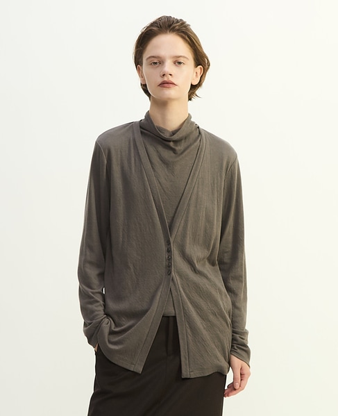 スーピマカシミヤダブルガーゼVネックカーディガン 詳細画像 グレー 1