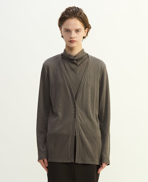 スーピマカシミヤダブルガーゼVネックカーディガン 詳細画像 グレー 7