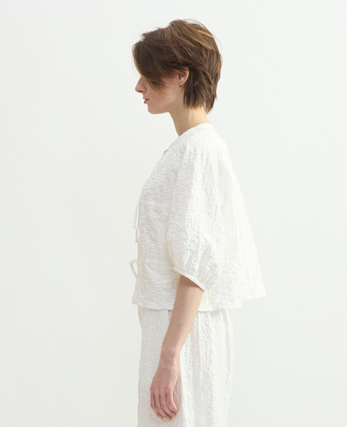 ラッセルジャカードボリュームスリーブブラウス 詳細画像 ホワイト 3