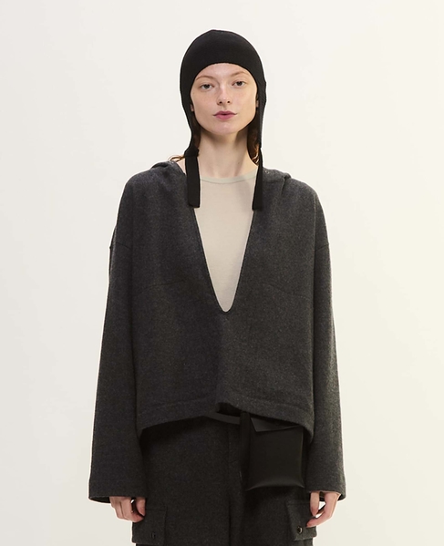 マットフィニッシュウールジャージフーディ 詳細画像 チャコールグレー 2