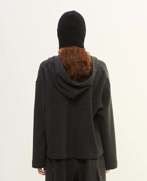 マットフィニッシュウールジャージフーディ 詳細画像 チャコールグレー 4