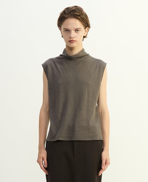 スーピマカシミヤダブルガーゼノースリーブトップス 詳細画像 グレー 7