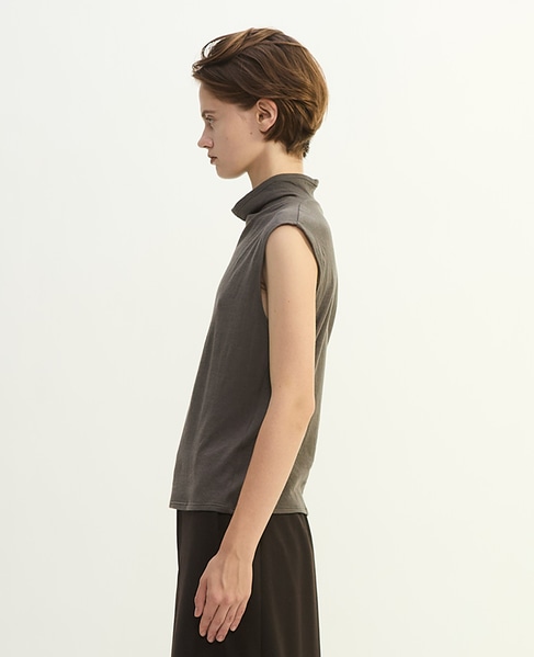 スーピマカシミヤダブルガーゼノースリーブトップス 詳細画像 グレー 8