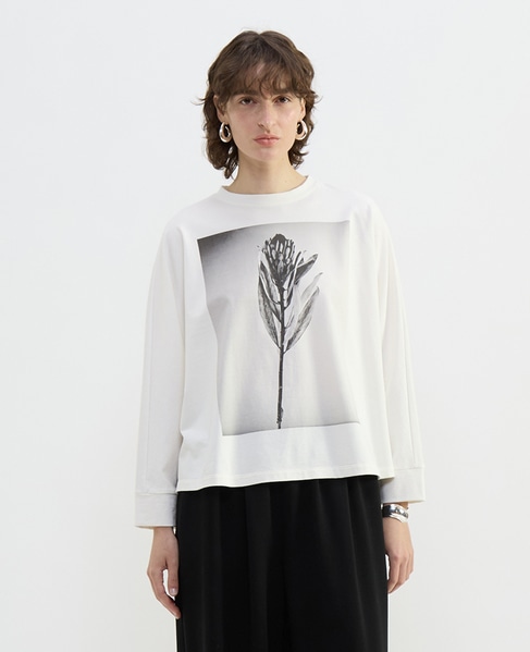 フォトプリントドルマンスリーブロングT-シャツ 詳細画像 ホワイト×ブラック 1