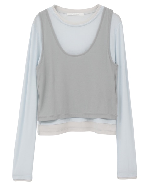 シア―ハイツイストフライスレイヤードトップス 詳細画像 サックス 1