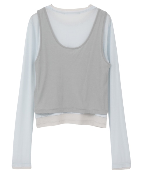 シア―ハイツイストフライスレイヤードトップス 詳細画像 サックス 2