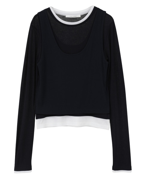 シア―ハイツイストフライスレイヤードトップス 詳細画像 ネイビー&times;ホワイト 1