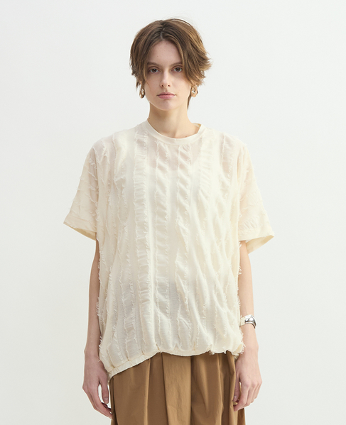 ストライプカットJQバルーンブラウス 詳細画像 オフホワイト 2